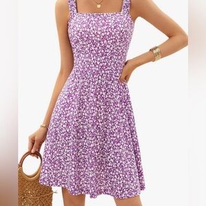 Women’s Purple Floral Sundress - Lightweight Summer Dress